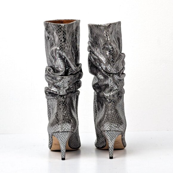 Paris Texas Wmn 60mm Slouchy Metallic Python Pointy Toe boots 6.5US 37EUR - Picture 5 of 8